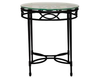 AMALFI WOVEN - Round Glass and Stainless Steel side table by JANUS et Cie - view 2